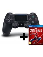  Příslušenství ke konzoli Playstation 4 DualShock 4 ovladač - Černý V2 + Spider-Man 